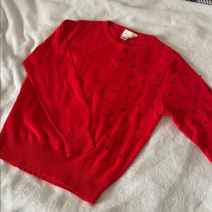 {Vintage} Lilly of California Women’s Red Beaded Sweater Preppy Coquette Ladybug